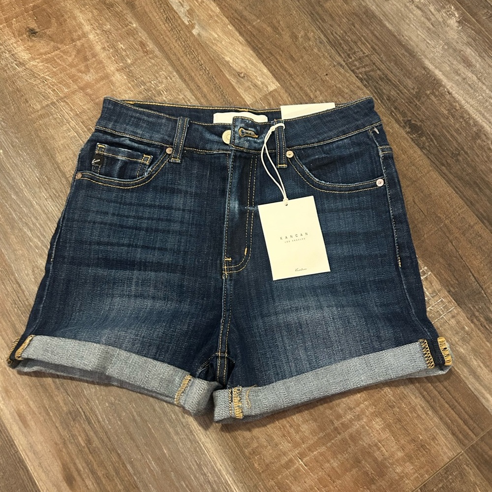 50%offw❤️ KanCan LADIES HIGH RISE CUFFED HEM STRETCH DENIM SHORTS-S NWT-TAG-NICE